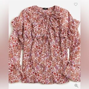 J. Crew Ruffle crinkle chiffon top in fête floral